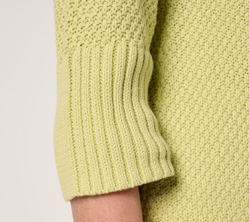 Peace Love World Cotton Elbow Sleeve Turtleneck Sweater — View 6