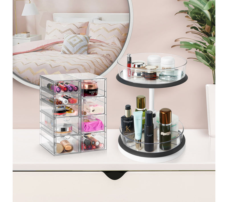 Sorbus 2-Tier Clear Lazy Susan Makeup Organizer — View 3