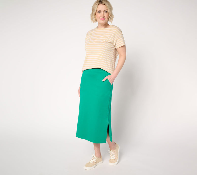Isaac Mizrahi Live! Petite Essentials Pima Flex Midi Skirt — View 5