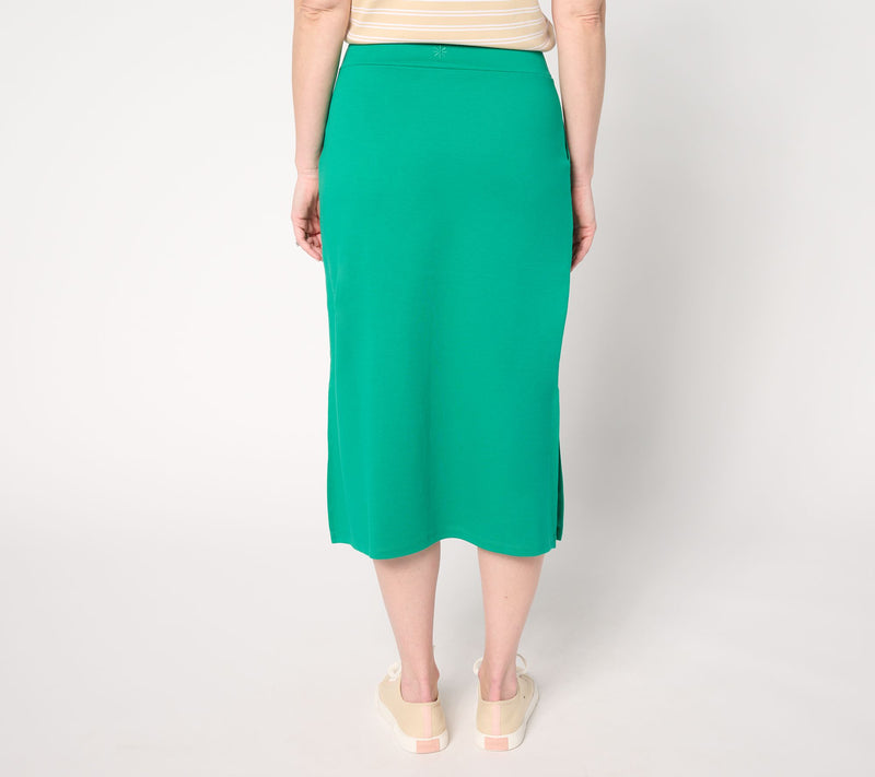Isaac Mizrahi Live! Petite Essentials Pima Flex Midi Skirt — View 4