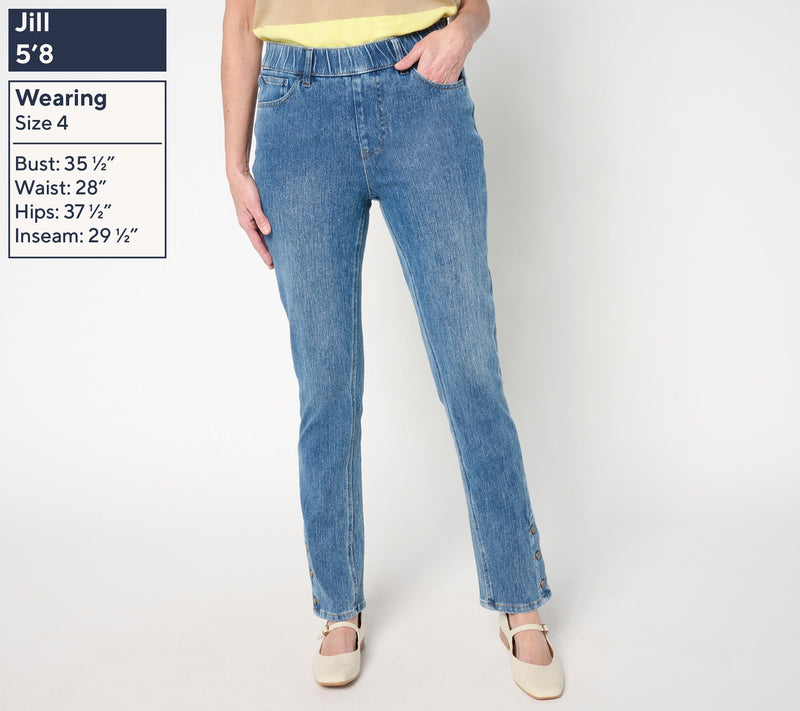 Isaac Mizrahi Live! Regular Knit Denim Straight Leg Jeans — View 5