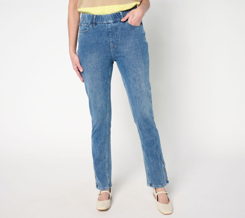 Isaac Mizrahi Live! Regular Knit Denim Straight Leg Jeans — View 14