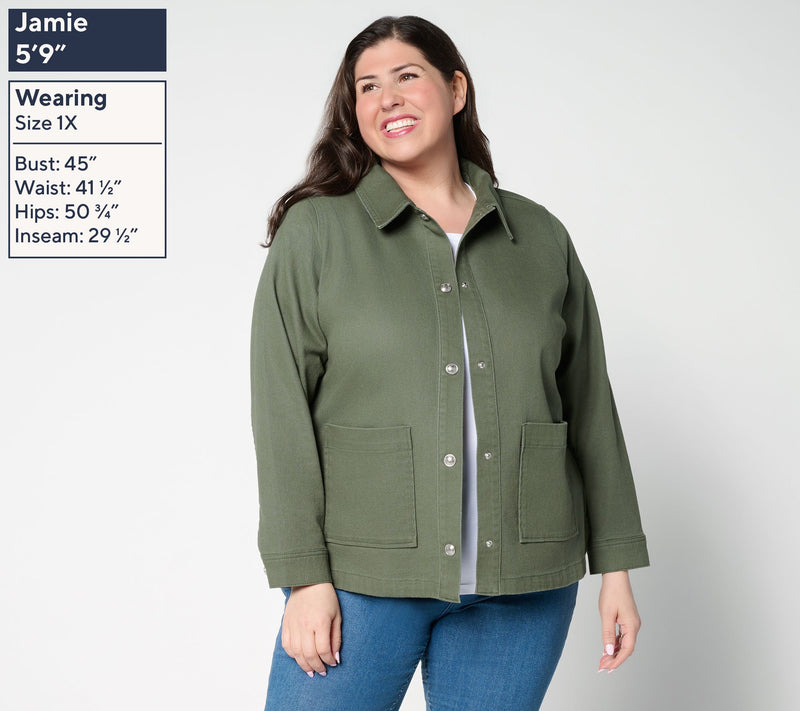 Denim & Co. Twill Snap Front Jacket with Pockets — View 2