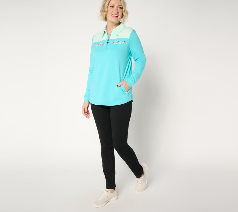 Sport Savvy Colorblocked French Terry 3/4 Zip Jacket with Embroidery — View 13