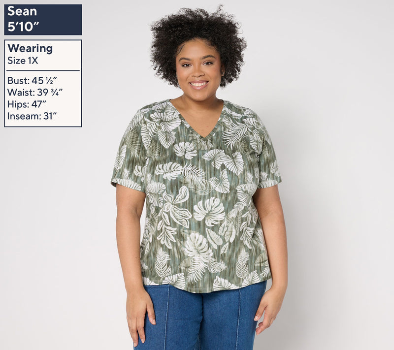 Denim & Co. Beach Jersey Short-Sleeve V-Neck Top — View 16
