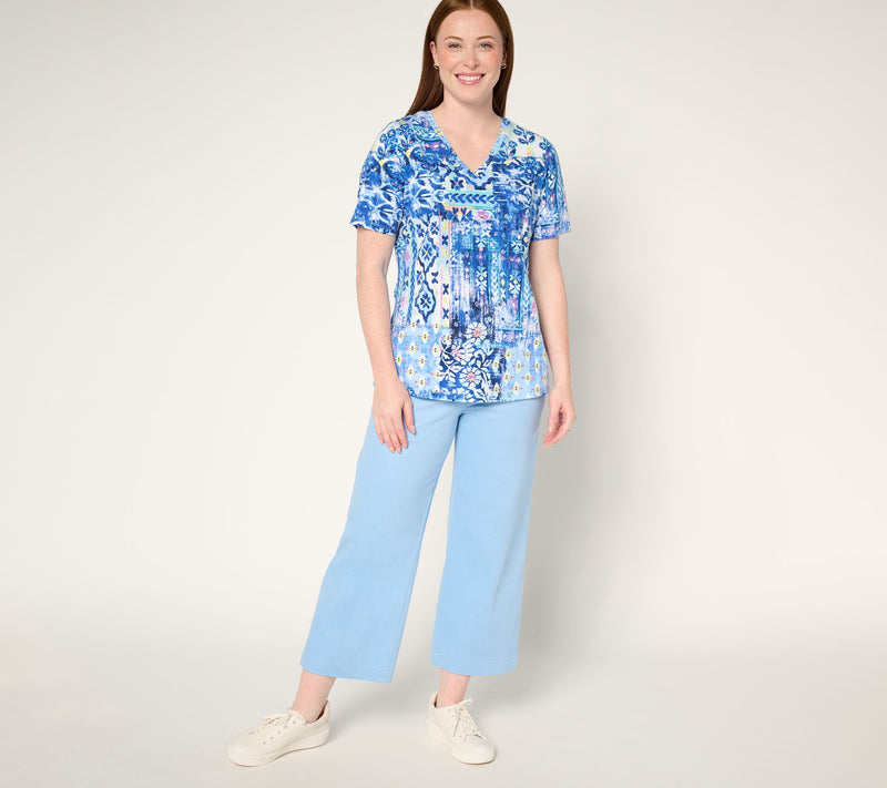 Denim & Co. Beach Jersey Short-Sleeve V-Neck Top — View 19