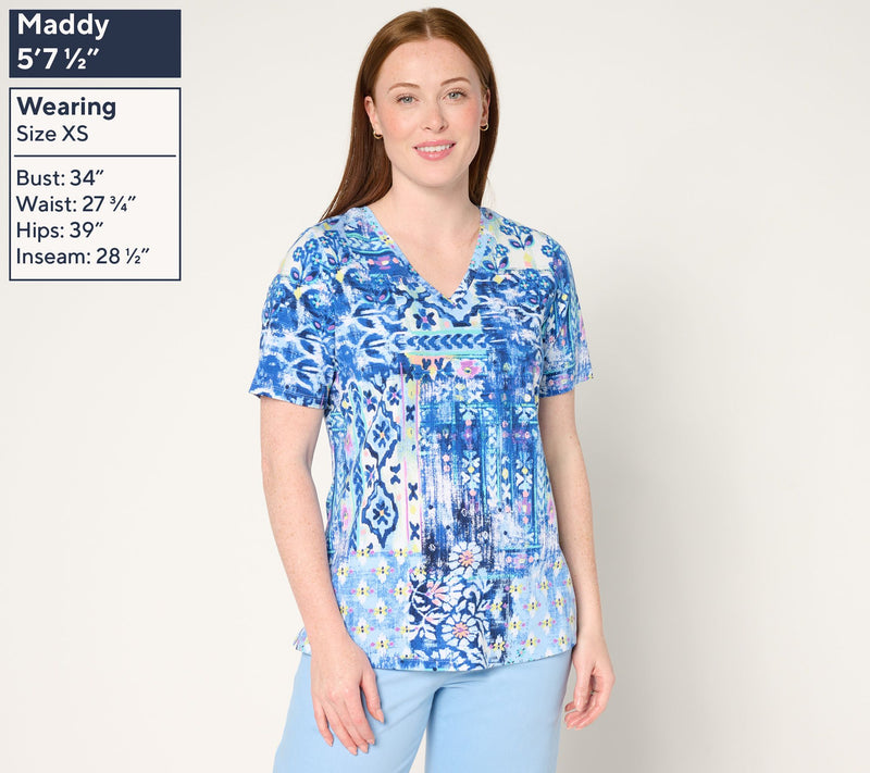 Denim & Co. Beach Jersey Short-Sleeve V-Neck Top — View 17