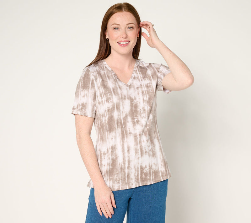 Denim & Co. Beach Jersey Short-Sleeve V-Neck Top — View 9