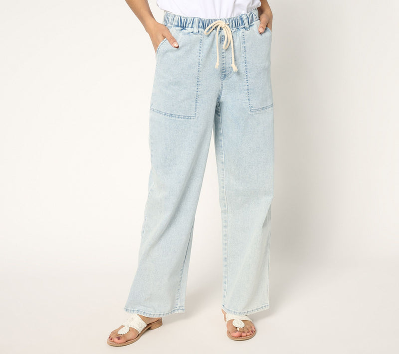 Studio Park x Amy Stran Petite Drawcord Jean- Pebble Wash — Main view