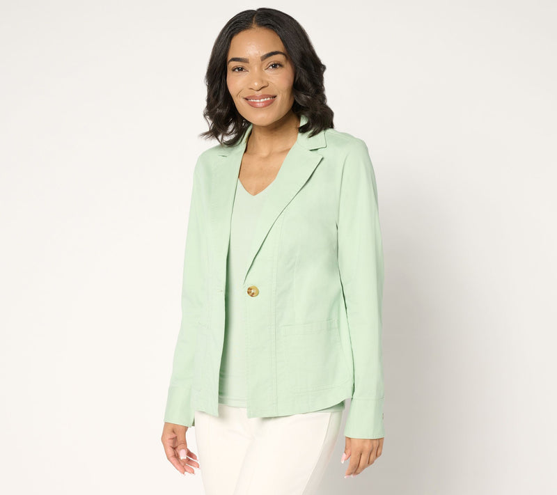 Joan Rivers Regular Signature Twill Cinched Back Blazer — View 16