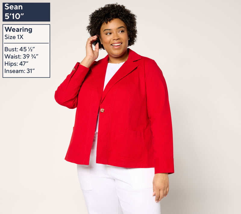 Joan Rivers Regular Signature Twill Cinched Back Blazer — View 2