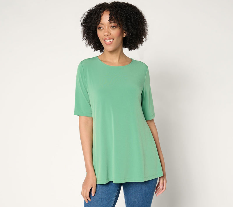 Susan Graver Regular Modern Essentials Liquid Knit A-Line Top — View 3