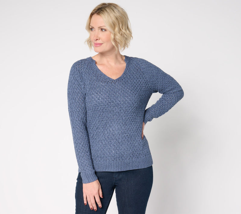 BEAUTIFUL by Lawrence Zarian V-Neck Novelty Stitch Sweater — Main view