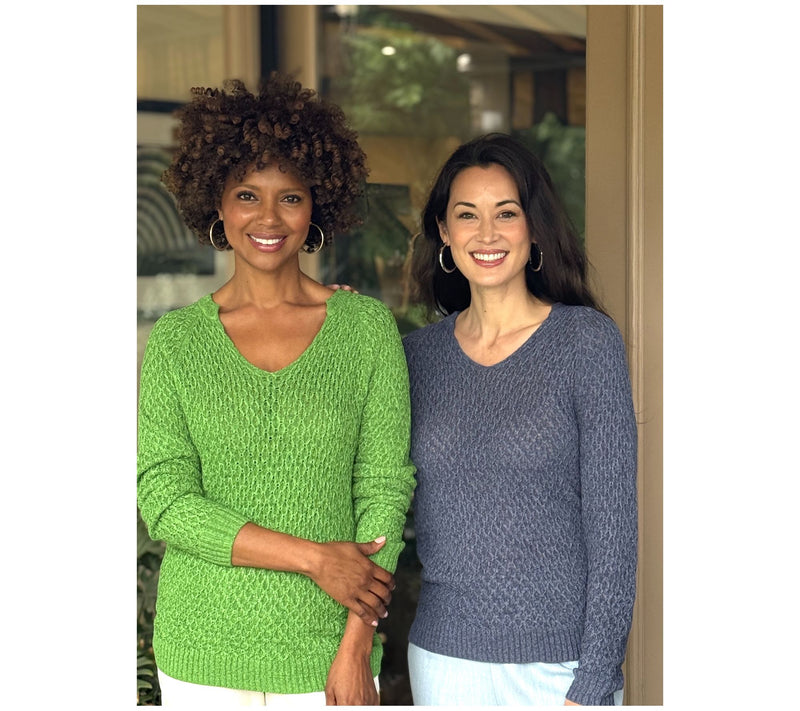 BEAUTIFUL by Lawrence Zarian V-Neck Novelty Stitch Sweater — View 15