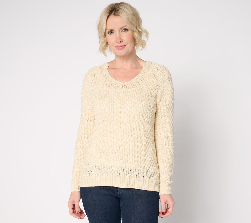 BEAUTIFUL by Lawrence Zarian V-Neck Novelty Stitch Sweater — View 5
