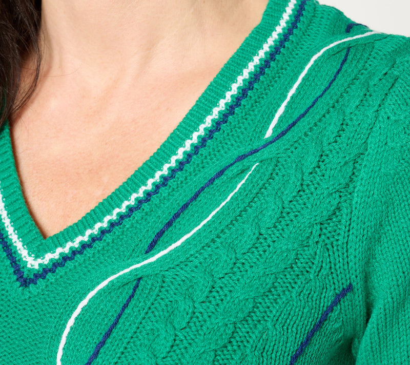 Isaac Mizrahi Live! Clubhouse Cable Knit Pullover Sweater — View 6