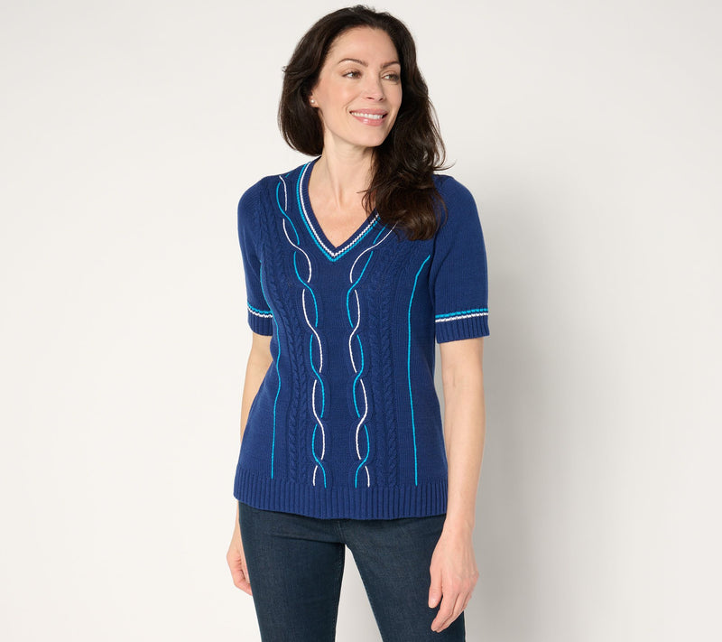 Isaac Mizrahi Live! Clubhouse Cable Knit Pullover Sweater — View 13