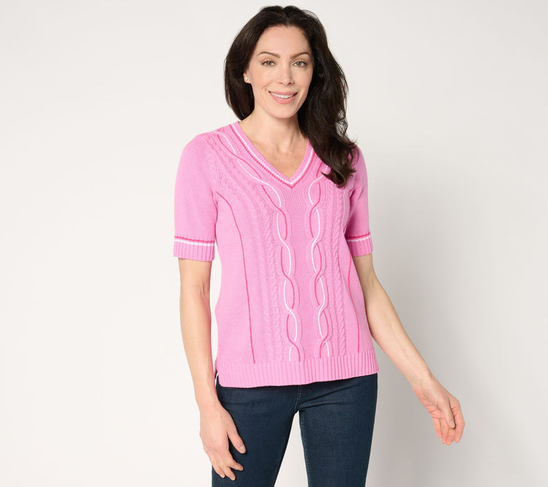 Isaac Mizrahi Live! Clubhouse Cable Knit Pullover Sweater — View 16