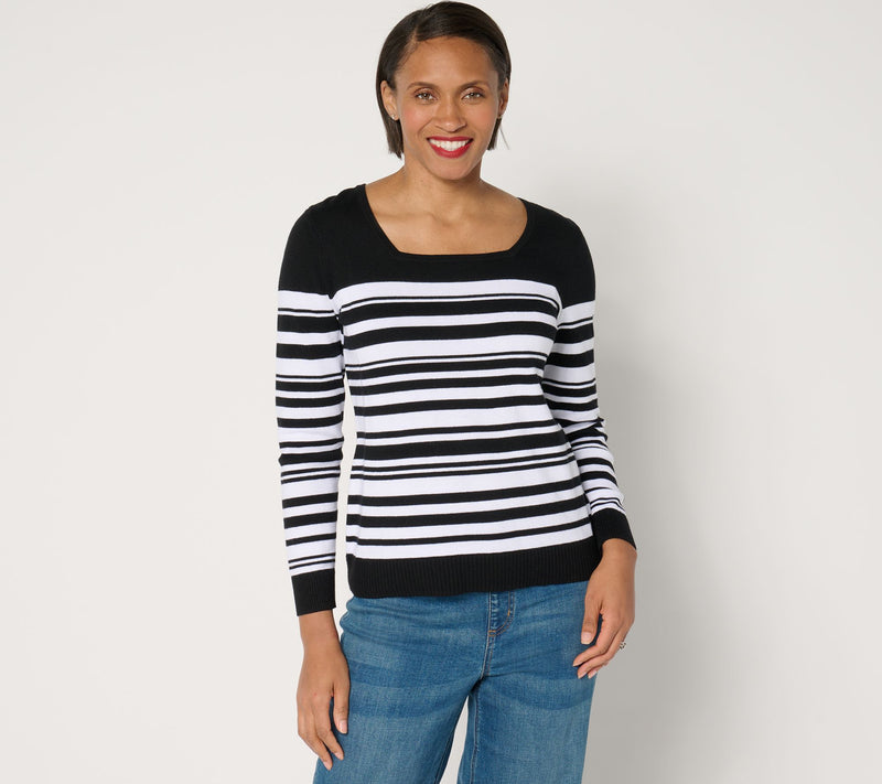 BEAUTIFUL by Lawrence Zarian Square Neck Striped Sweater — View 9