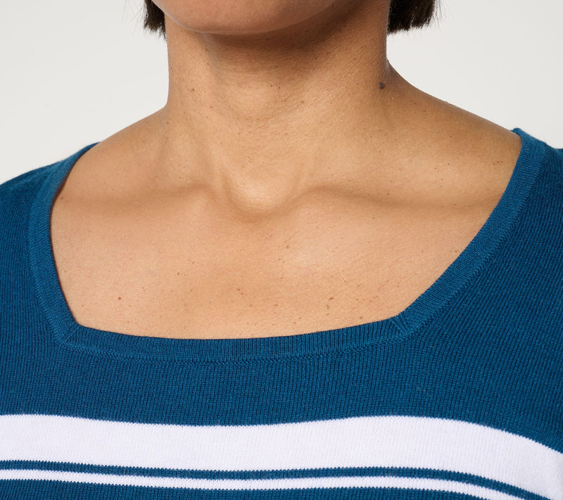 BEAUTIFUL by Lawrence Zarian Square Neck Striped Sweater — View 14