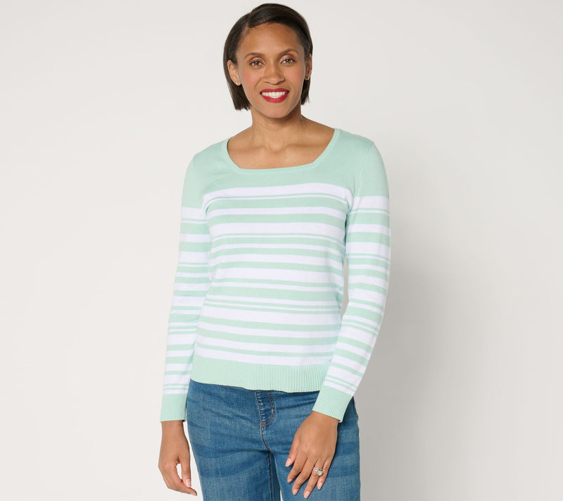 BEAUTIFUL by Lawrence Zarian Square Neck Striped Sweater — View 5