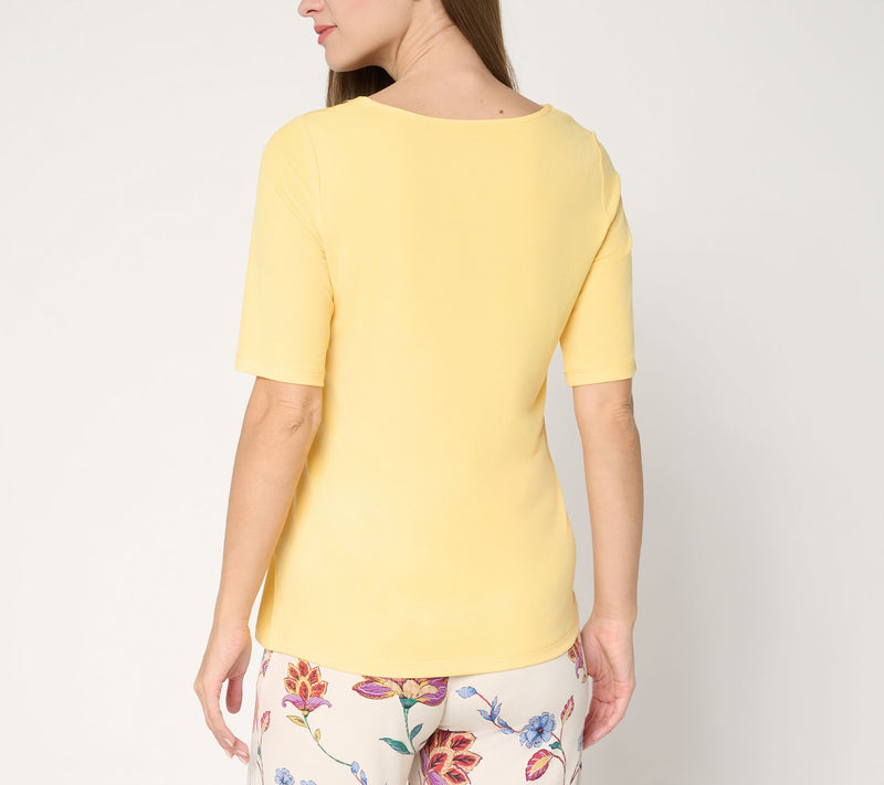 Susan Graver Modern Essentials Liquid Knit Square Neck Top — View 14