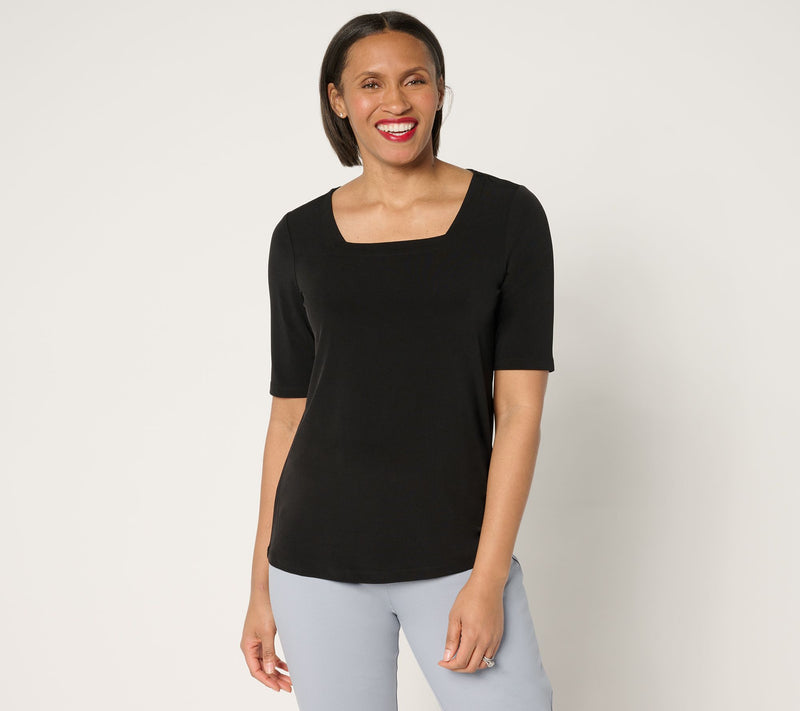 Susan Graver Modern Essentials Liquid Knit Square Neck Top — View 11