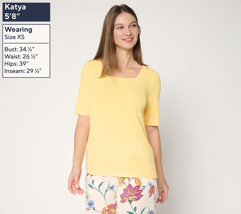 Susan Graver Modern Essentials Liquid Knit Square Neck Top — View 13