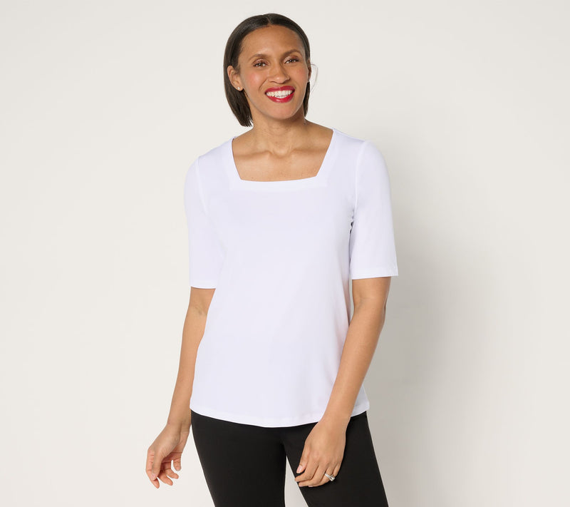 Susan Graver Modern Essentials Liquid Knit Square Neck Top — View 7