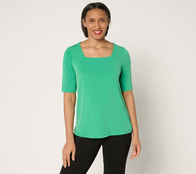 Susan Graver Modern Essentials Liquid Knit Square Neck Top — View 5