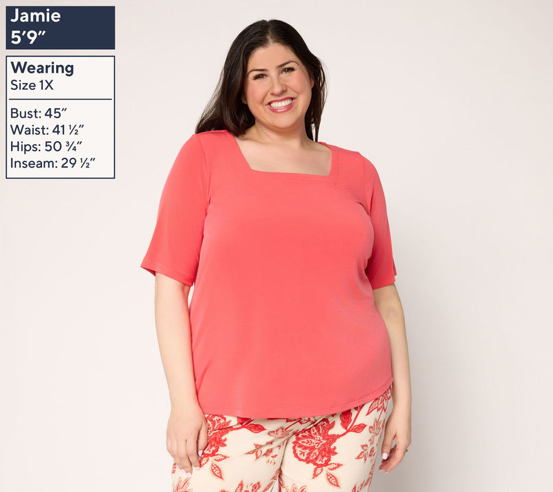Susan Graver Modern Essentials Liquid Knit Square Neck Top — View 12