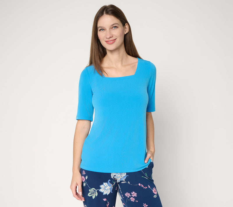 Susan Graver Modern Essentials Liquid Knit Square Neck Top — View 23