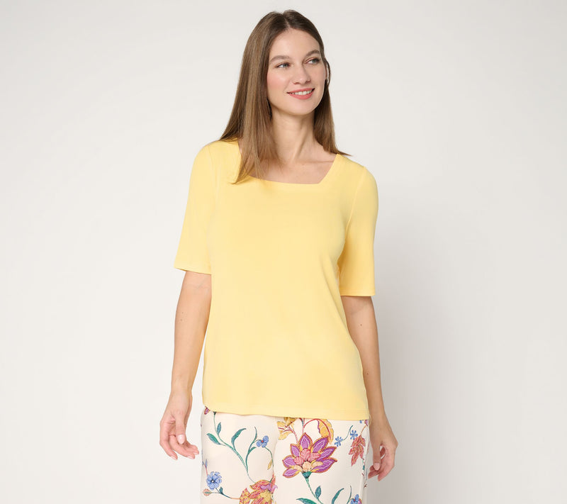 Susan Graver Modern Essentials Liquid Knit Square Neck Top — View 24