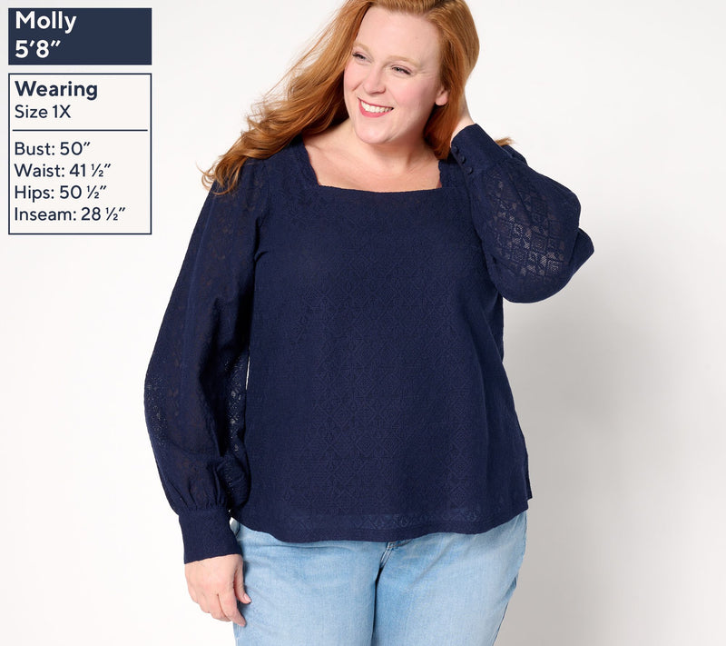 Me by Jennie Garth Charleston Lace Blouse — View 2