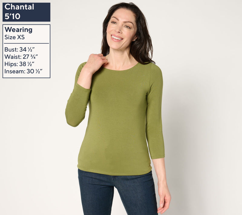 Joan Rivers Wardrobe Builders ButterSoft 3/4 Sleeve Top — View 3