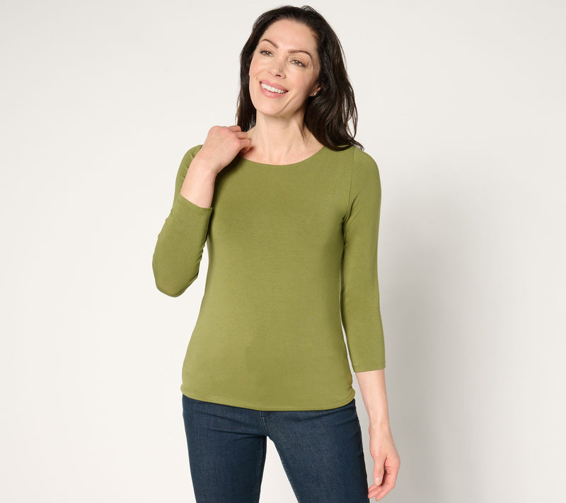 Joan Rivers Wardrobe Builders ButterSoft 3/4 Sleeve Top — Main view