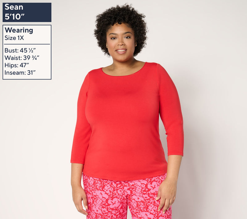 Joan Rivers Wardrobe Builders ButterSoft 3/4 Sleeve Top — View 2
