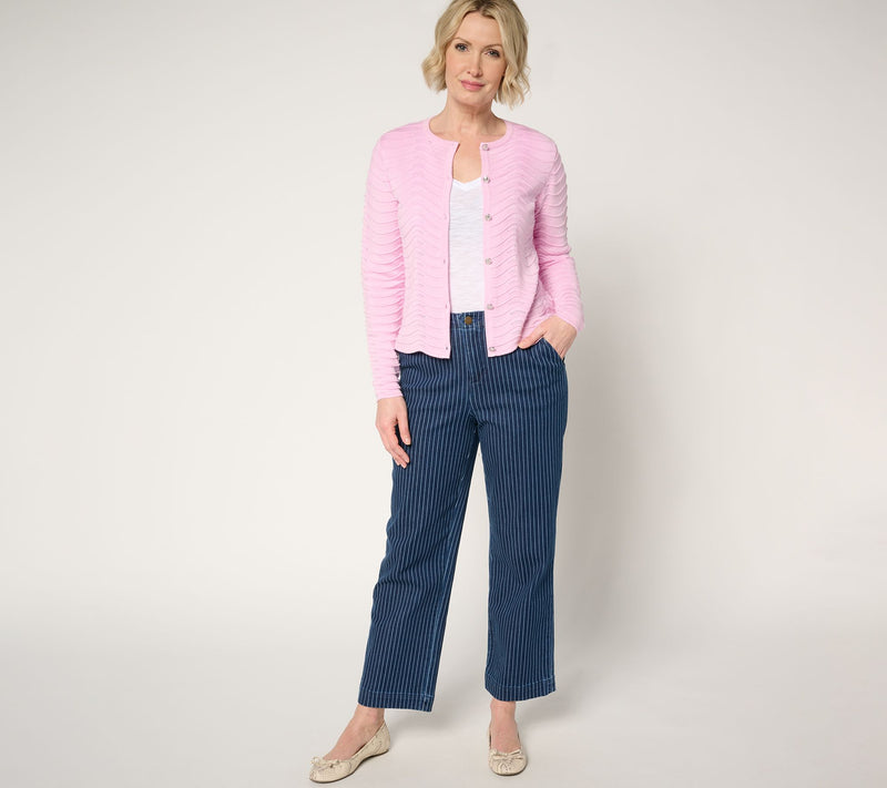 Joan Rivers Scallop Pointelle Cardigan Sweater — View 5