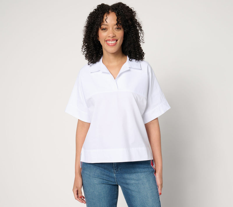 Studio Park x Amy Stran Short Sleeve Pullover Henley Shirt — Main view