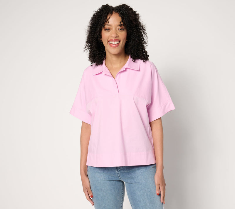 Studio Park x Amy Stran Short Sleeve Pullover Henley Shirt — View 5