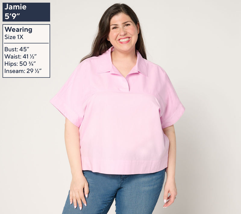 Studio Park x Amy Stran Short Sleeve Pullover Henley Shirt — View 10