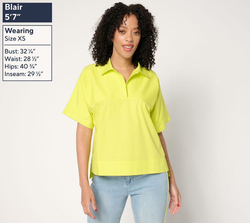 Studio Park x Amy Stran Short Sleeve Pullover Henley Shirt — View 11
