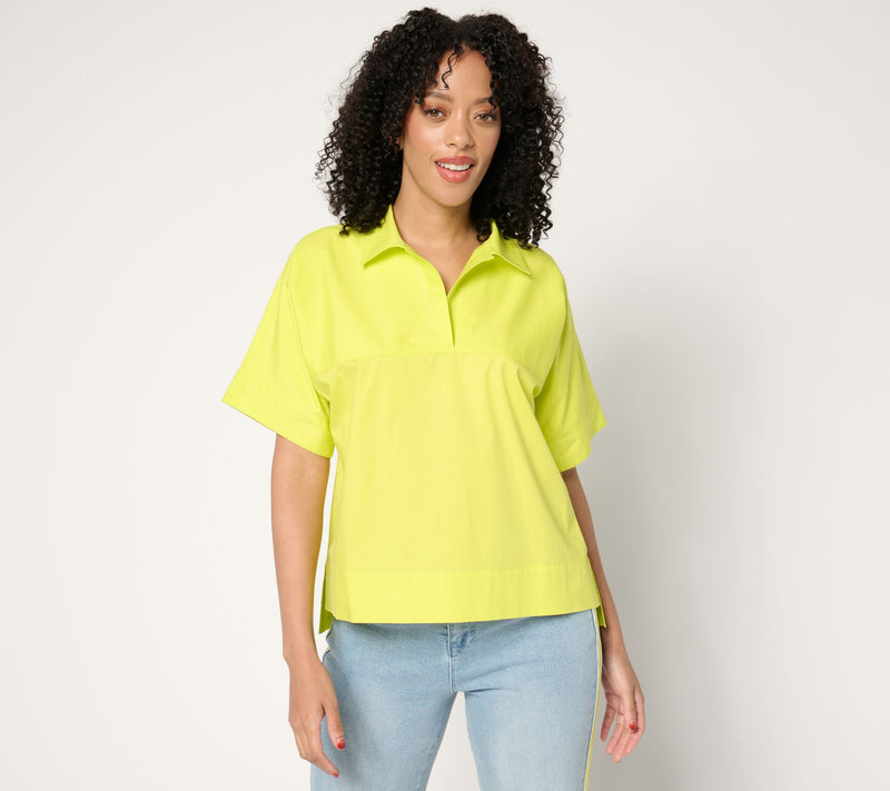 Studio Park x Amy Stran Short Sleeve Pullover Henley Shirt — View 9