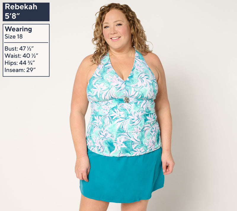 Susan Graver Soleil V-Neck Tankini with Skirt Set — View 8