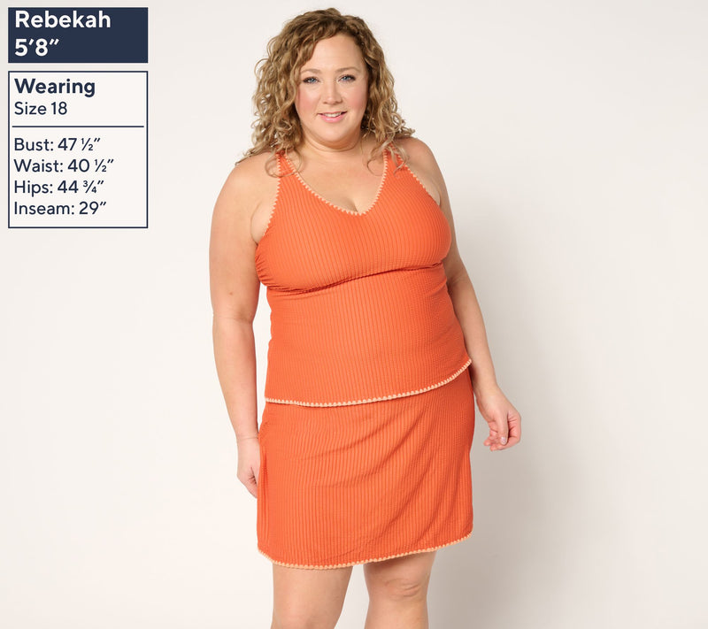 Susan Graver Soleil Tankini with Contrast Trim & Swim Skirt — View 8