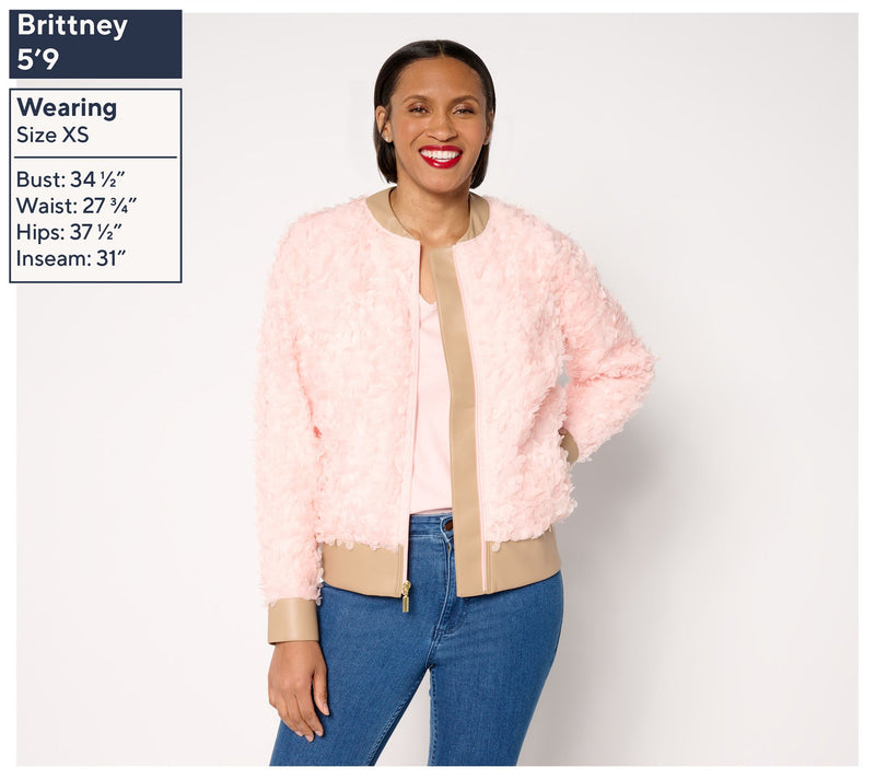 Mally Roncal Rosebud Textured Bomber Jacket — View 6