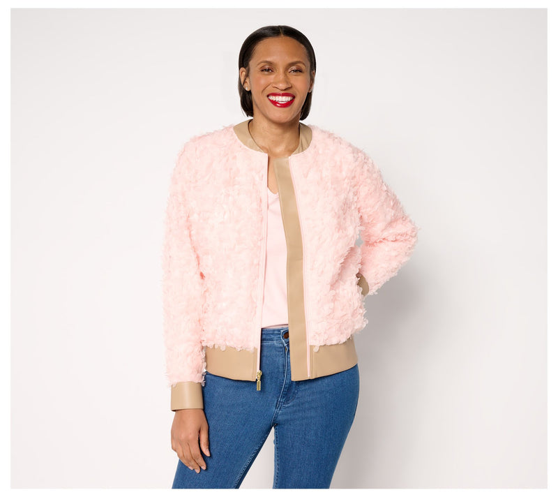Mally Roncal Rosebud Textured Bomber Jacket — View 5