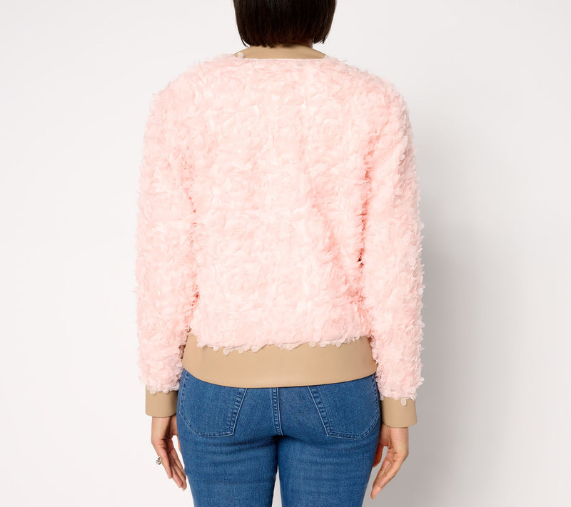 Mally Roncal Rosebud Textured Bomber Jacket — View 7