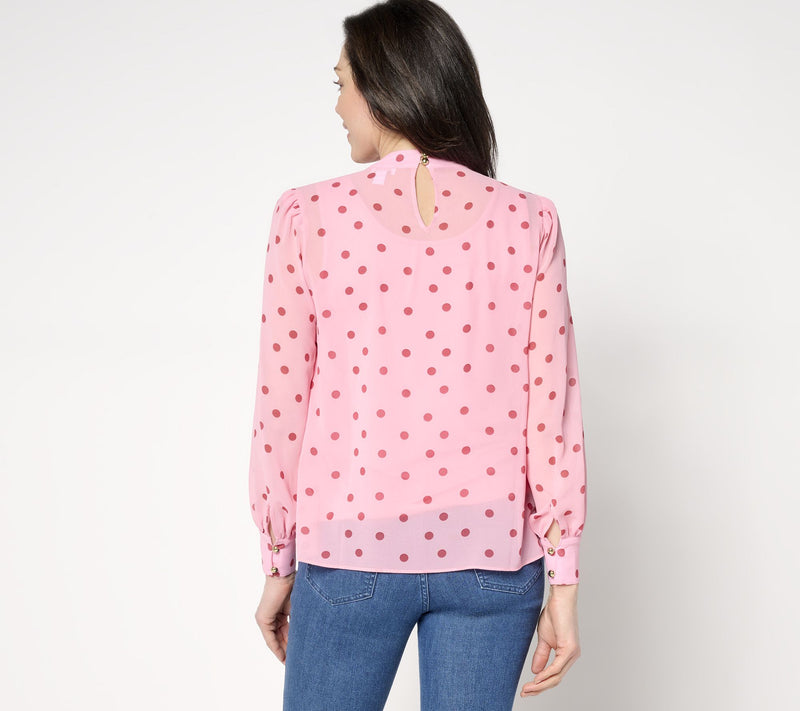 Mally Roncal Printed Chiffon Sweetheart Blouse — View 8