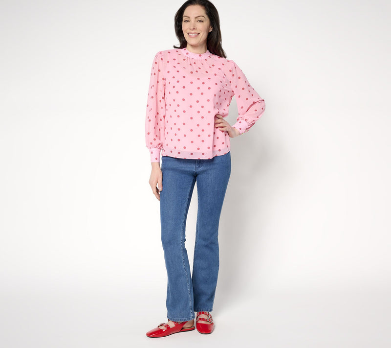 Mally Roncal Printed Chiffon Sweetheart Blouse — View 9